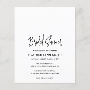 Heather Black White Budget Bridal Shower Invite