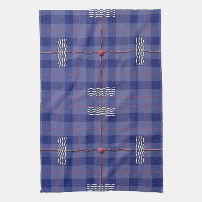 Heather Blue Plaid Kitchen Towel (Vertical)