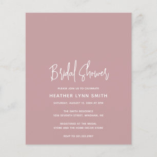 Heather Dusty Rose Budget Bridal Shower Invite