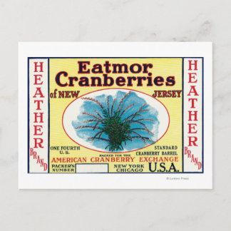 Heather Eatmor Cranberries Brand Label Postcard