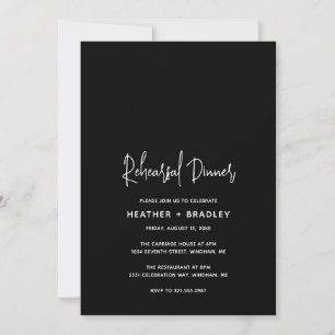 Heather Elegant Black Modern Rehearsal Dinner Invitation