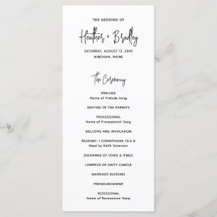 Heather Elegant Black White Minimal Modern Wedding Program