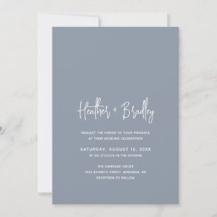 Heather Elegant Dusty Blue Minimal Modern Wedding Invitation