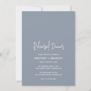 Heather Elegant Dusty Blue Modern Rehearsal Dinner Invitation