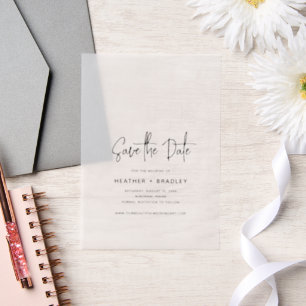 Heather Elegant Photo Modern Wedding Save the Date Vellum Invitations