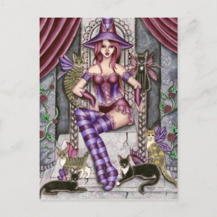 Heather - Gothic Cat Witch Postcard