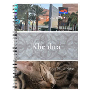 Heather Grey Batik Photo Collage, Border, Name  Notebook
