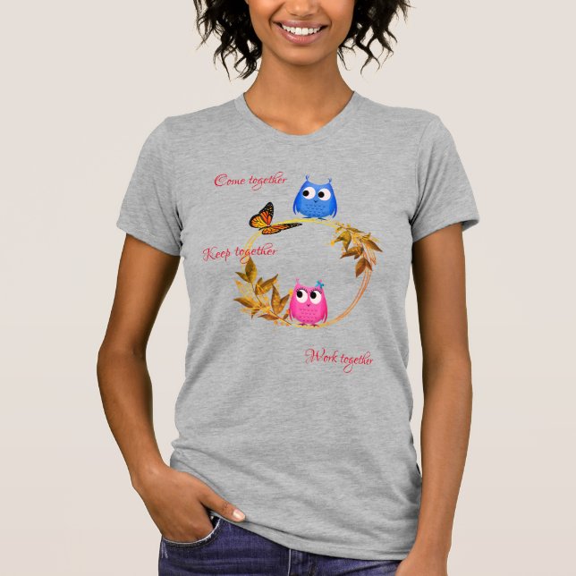 Heather Grey Customizable Butterfly Owl   T-Shirt (Front)