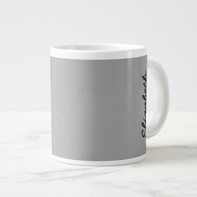 Heather Grey Solid Colour Customize It Large Coffee Mug (Front Right)