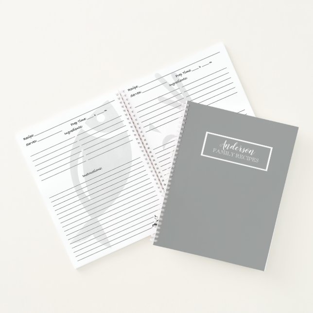 Heather Grey Solid Colour Customize It Notebook (Inside)