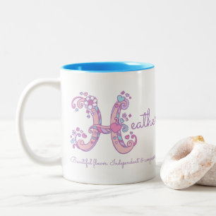 Heather name meaning monogram H personalized mug