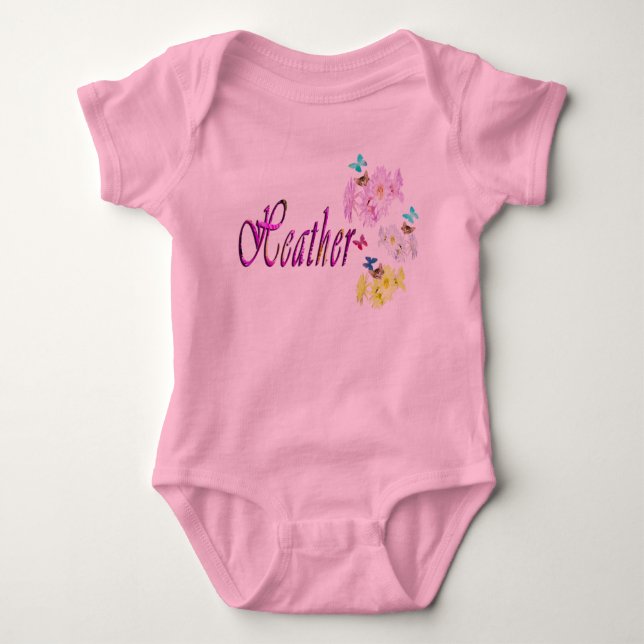 Heather, Name, With Kittens, Baby Bodysuit (Front)