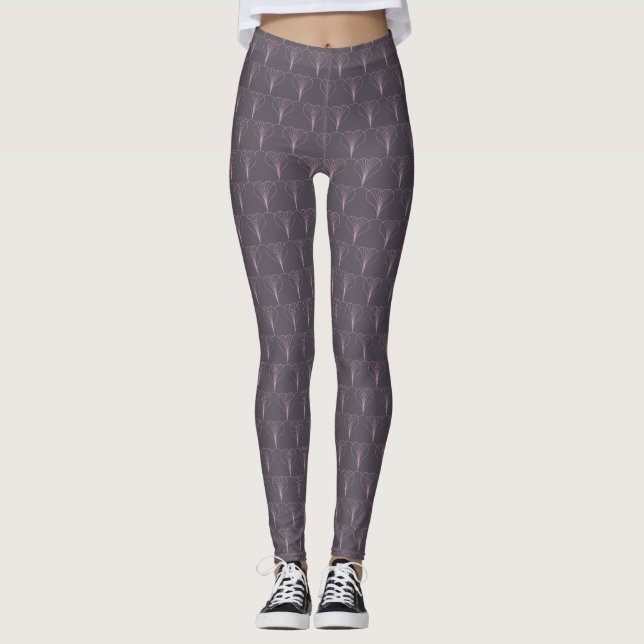 Heather Plum Heart Designer leggings (Front)