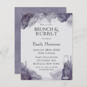 Heather Purple Gold Brunch & Bubbly Invitations