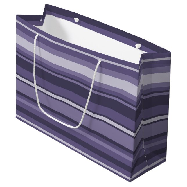 Heather purple stripes large gift bag (Front Angled)