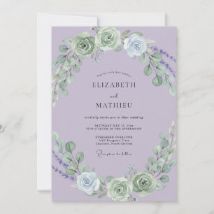 Heather Sage Petal Wedding Invitation