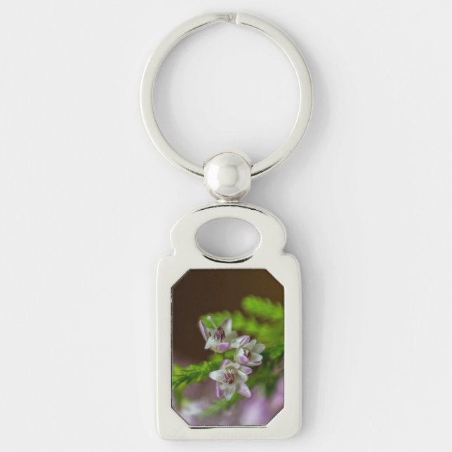Heather Spring flower evergreen bloom purple white Keychain (Front)