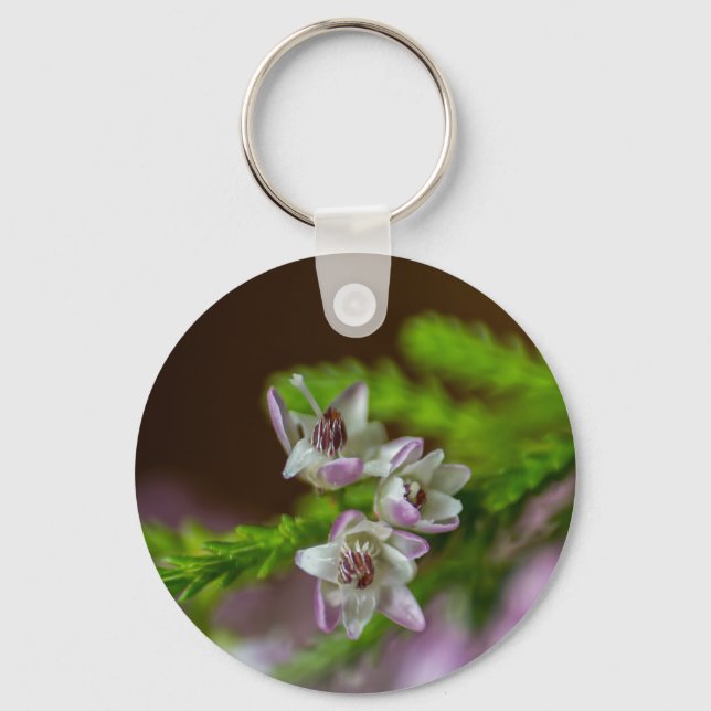 Heather Spring flower evergreen bloom purple white Keychain (Front)