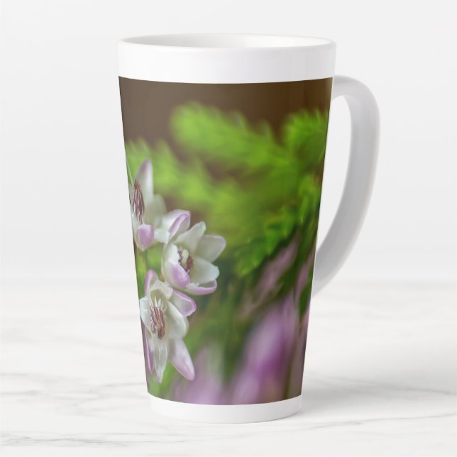 Heather Spring flower evergreen bloom purple white Latte Mug (Right Angle)