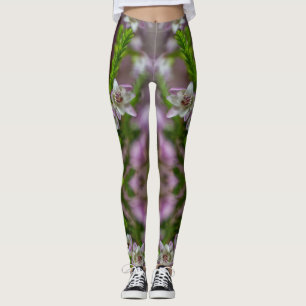 Heather Spring flower evergreen bloom purple white Leggings