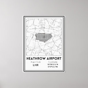 Heathrow Airport City Map Canvas Print
