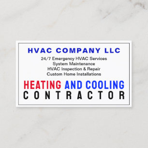 Heating and Cooling Contractor Business Card