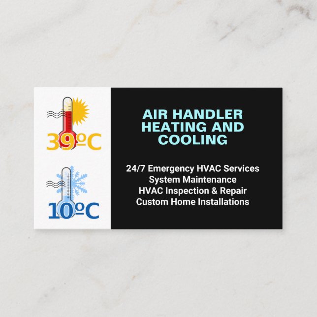 Heating and Cooling, Custom Professional HVAC Business Card (Front)