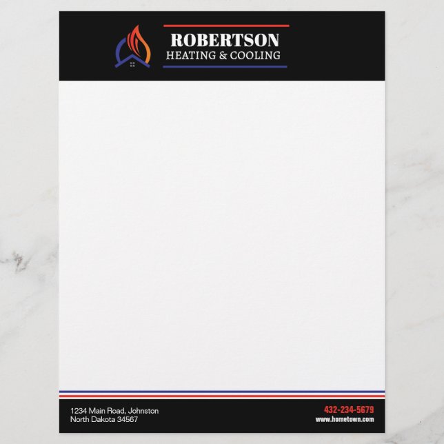 Heating and Cooling HVAC Letterhead (Front)