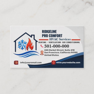 Heating and Cooling Services (HV AC) Custom HVAC Business Card