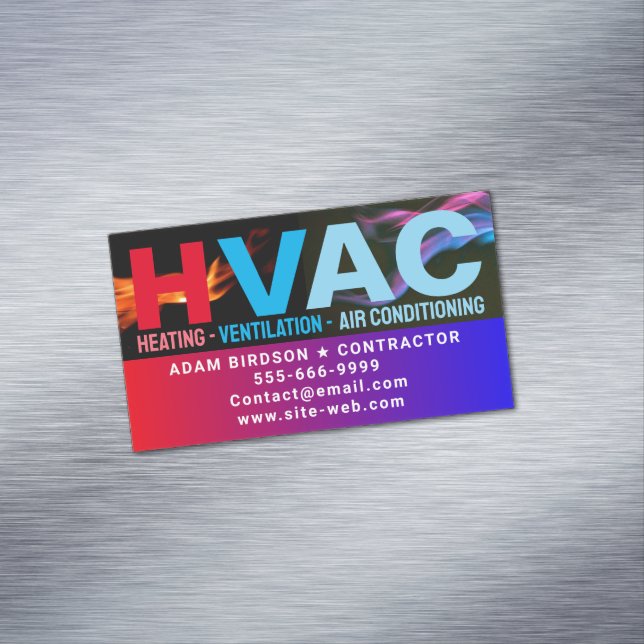 (Heating, Cooling, Air Conditioning) Modern HVAC Magnetic Business Card (In Situ)