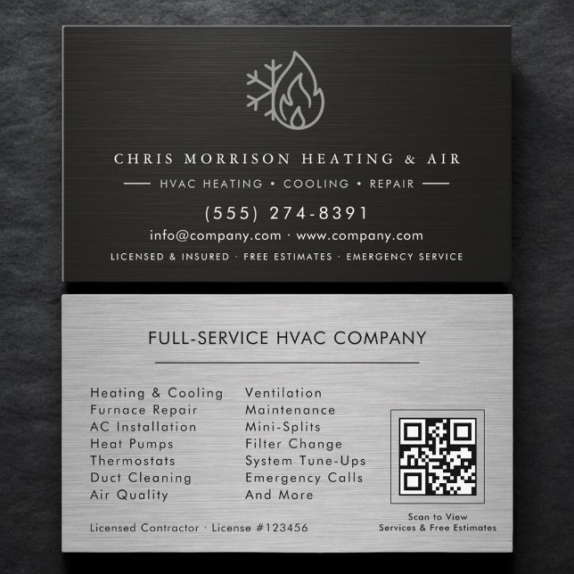 Heating Cooling Repair & Installation QR Code Business Card (Creator Uploaded)