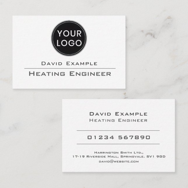 Heating Engineer Company Representative Business Card (Front/Back)