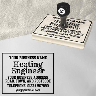 Heating Engineer with Name, Address, etc Rubber Stamp