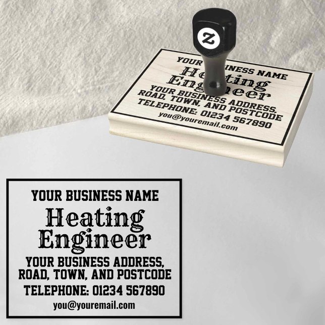 Heating Engineer with Name, Address, etc Rubber Stamp (Creator Uploaded)
