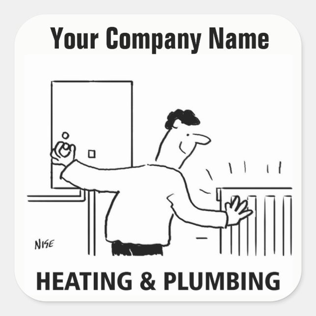 Heating & Plumbing Services Cartoon Stickers (Front)
