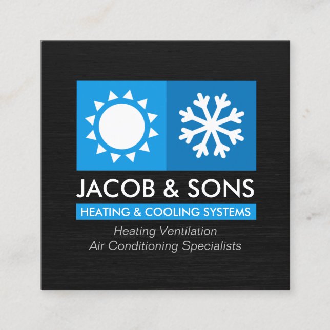 Heating Ventilation Air Conditioning Cooling Busin Square Business Card (Front)