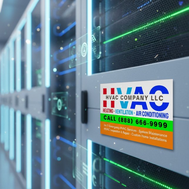 Heating, Ventilation & Air Conditioning - Pro HVAC Magnetic Business Card (HVAC magnet business cards)