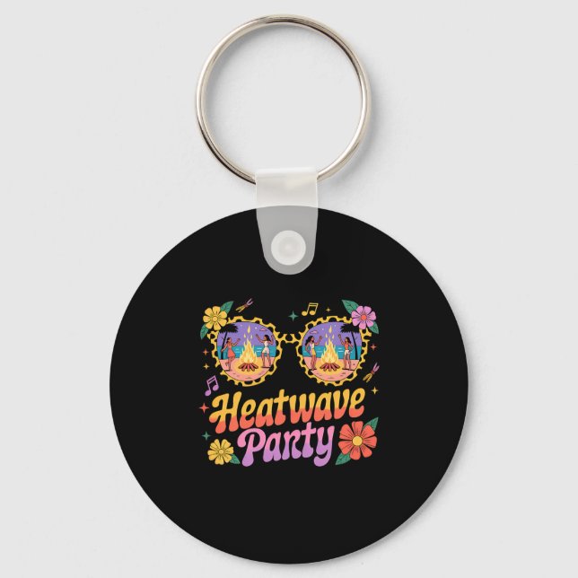 Heatwave party sunglasses campfire beach premium keychain (Front)