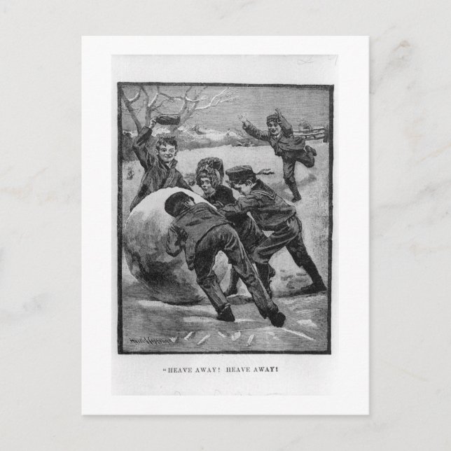 Heave Away! Vintage Victorian Christmas Holiday Postcard (Front)