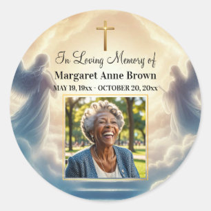 Heaven and Angels Celebration Of Life Photo Classic Round Sticker