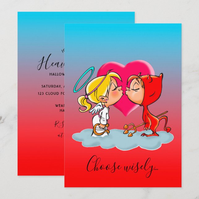 Heaven and Hell Halloween Party Invitation (Front/Back)