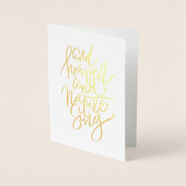 Heaven and Nature Sing Christmas Handwritten Xmas Foil Card (Front)