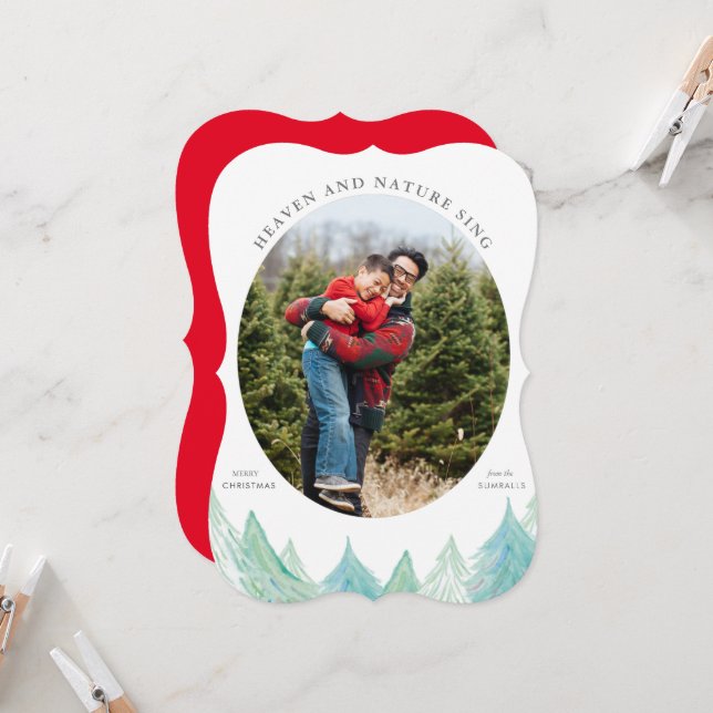 Heaven and Nature Sing Holiday Photo Card in Grey (Front/Back In Situ)