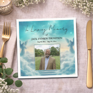 Heaven Angels Celebration Of Life Photo  Napkin