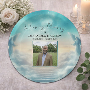 Heaven Angels Celebration Of Life Photo Paper Plate