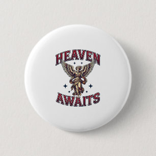 Heaven Awaits Gothic Angel Vintage Engraving Shirt 2 Inch Round Button