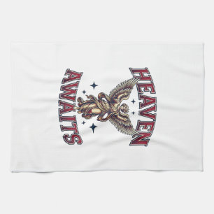 Heaven Awaits Gothic Angel Vintage Engraving Shirt Kitchen Towel