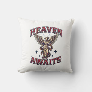 Heaven Awaits Gothic Angel Vintage Engraving Shirt Throw Pillow