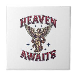 Heaven Awaits Gothic Angel Vintage Engraving Shirt Tile