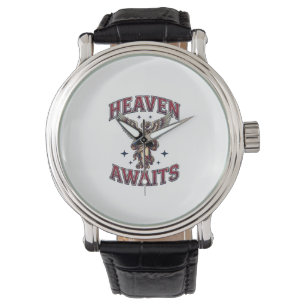 Heaven Awaits Gothic Angel Vintage Engraving Shirt Watch